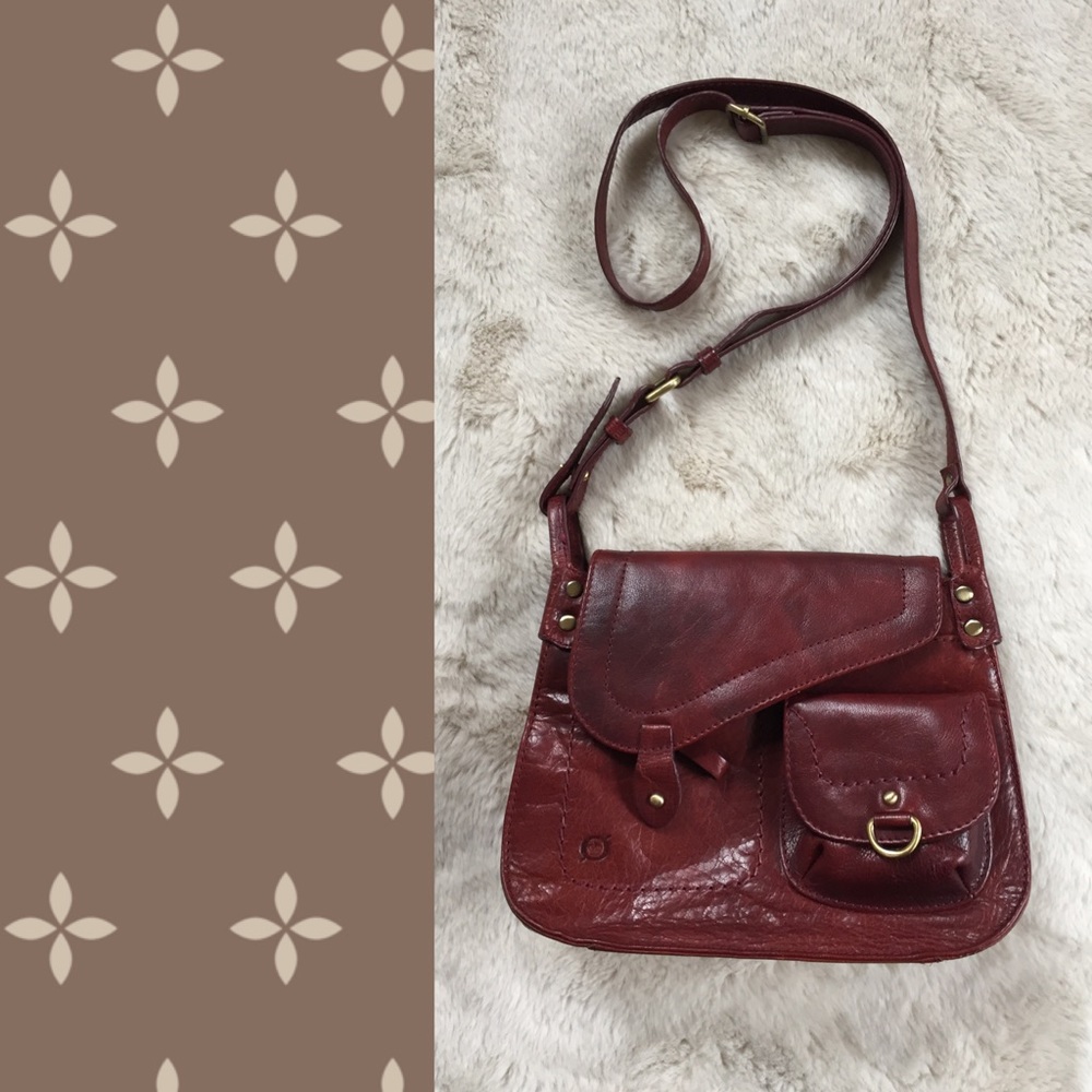 Born Leather Crossbody Purse (Burgundy)